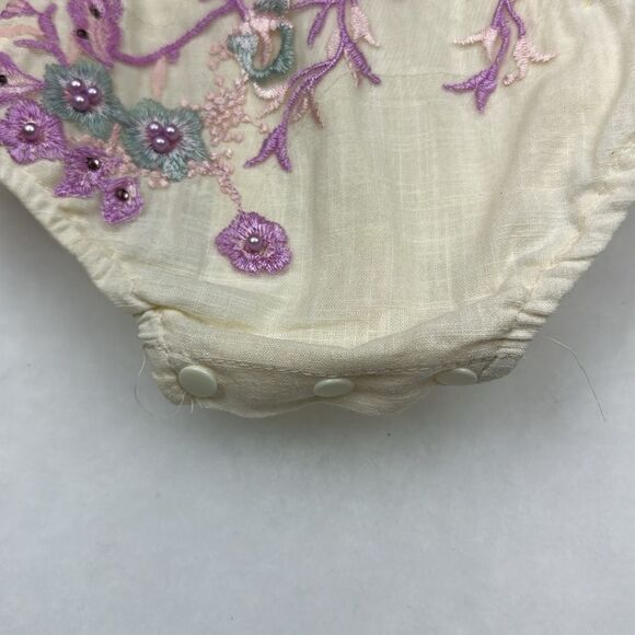 Newborn Infant Baby Girl 3D Flower Crochet Lace Romper Bodysuit Ruffle 12-18 Mon - Picture 8 of 12